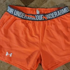 Orange underarmour shorts